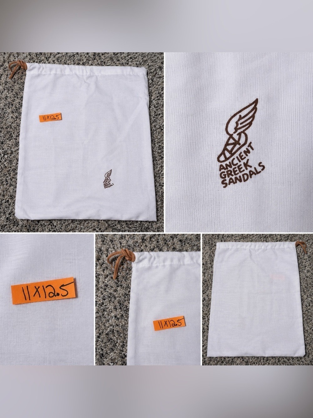 Ancient Greek Sandals Drawstring Dust Bag White Shoe Storage Pouch 11x12.5